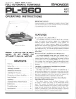 Pioneer PL-560 Operating Instructions Manual preview