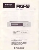 Предварительный просмотр 1 страницы Pioneer RG-9 Operating Instructions Manual