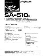 Preview for 1 page of Pioneer SA-510 HE Supplemental Service Manual