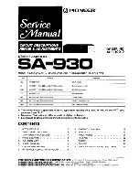 Pioneer SA-930 Service Manual preview