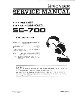 Pioneer SE-700 Service Manual preview