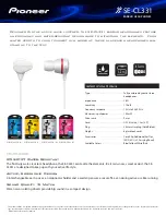 Preview for 1 page of Pioneer SE-CL331-H Specifications