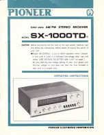 Предварительный просмотр 1 страницы Pioneer SX-1000TD Operating Instructions Manual