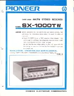 Предварительный просмотр 1 страницы Pioneer SX-1000TW Installation, Operating And Service Manual