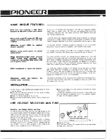 Предварительный просмотр 2 страницы Pioneer SX-1000TW Installation, Operating And Service Manual