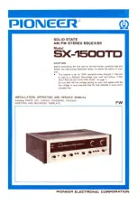 Preview for 2 page of Pioneer SX-1500TD Installation, Operating Ansd Service Manual