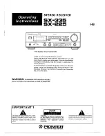 Preview for 1 page of Pioneer SX-225 Operating Instructions Manual