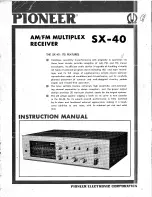 Предварительный просмотр 1 страницы Pioneer SX-40 Instruction Manual