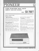 Pioneer SX-700T Owner'S Manual preview