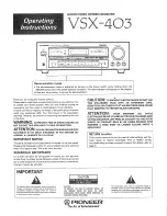 Pioneer VSX-403 Operating Manual preview