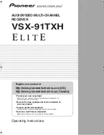 Предварительный просмотр 1 страницы Pioneer VSX-91THX - VSX91 - Elite 7.1 Channel Audio/Video Receiver Operating Instructions Manual