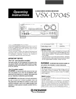 Preview for 1 page of Pioneer VSX-D704S Operating Instructions Manual