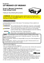 Предварительный просмотр 1 страницы PJLink CP-WU8451 Operating Manual