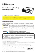 Preview for 1 page of PJLink CP-WX3011N User Manual