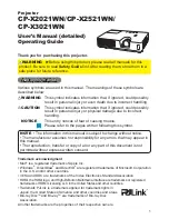 Preview for 1 page of PJLink CP-X2021WN User Manual