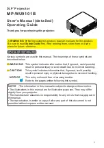 PJLink DLP MP-WU9101B User Manual preview
