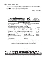 Предварительный просмотр 2 страницы Plamen International SP 850 N Technical Instructions