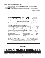 Предварительный просмотр 14 страницы Plamen International SP 850 N Technical Instructions