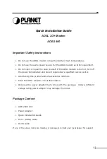 Preview for 1 page of Planet Networking & Communication ADE-2400 Quick Installation Manual