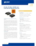 Предварительный просмотр 1 страницы Planet Networking & Communication ICS-100 Brochure & Specs