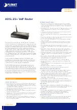 Предварительный просмотр 1 страницы Planet ADSL 2/2+ VoIP Router IAD-200W Specification