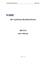 Preview for 1 page of Planet WRT-416 User Manual