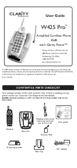 Plantronics Clarity W425 Pro User Manual preview