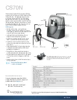 Предварительный просмотр 1 страницы Plantronics CS70N Product Sheet