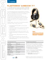 Plantronics GameCom 777 Specifications preview