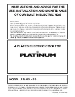 Platinum ZPL4EL - SS Instructions And Advice For The Use, Installation And Maintenance preview