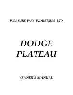 Pleasure-Way DODGE PLATEAU Owner'S Manual preview