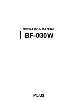 Plus BF-030 W Operation Manual preview