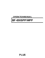 Plus BF-030SPP Operation Manual preview