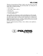 Preview for 3 page of Polaris 2009 Hawkeye 2X4 Owner'S Manual