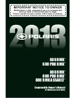 Polaris 2013 600 PRO RMK Owner'S Manual предпросмотр