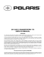 Polaris RANGER RZR 170 Service Manual preview