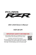 Preview for 3 page of Polaris RZR 200 EFI 2021 Owner'S Manual