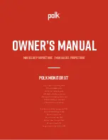 Preview for 1 page of Polk Mono Monitor XT15 Owner'S Manual