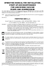 Preview for 2 page of Pompetravaini SA Series Operating Manual