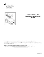 Porter DIGITAL MDM Operation And Installation Manual preview