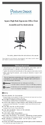 Preview for 1 page of Posture Depot Square High Back Ergonomic Office Chair Assembly And Use Instructions