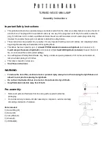 PotteryBarn TURNED WOOD MINI LAMP Assembly Instructions предпросмотр