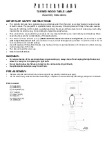 Предварительный просмотр 1 страницы PotteryBarn TURNED WOOD TABLE LAMP Assembly Instructions