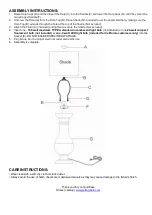 Предварительный просмотр 2 страницы PotteryBarn TURNED WOOD TABLE LAMP Assembly Instructions