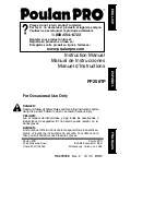 Preview for 1 page of Poulan Pro 115270726 Instruction Manual