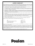 Preview for 40 page of Poulan Pro P624ES Owner'S Manual