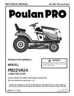 Preview for 1 page of Poulan Pro PB22VA54 Operator'S Manual