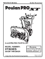 Poulan Pro SNOW THROWER XT824ES Illustrated Parts List предпросмотр