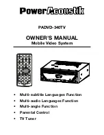 Предварительный просмотр 1 страницы Power Acoustik PADVD-340TV Owner'S Manual