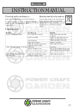 Preview for 17 page of Power Craft Garden 71999 Instruction Manual